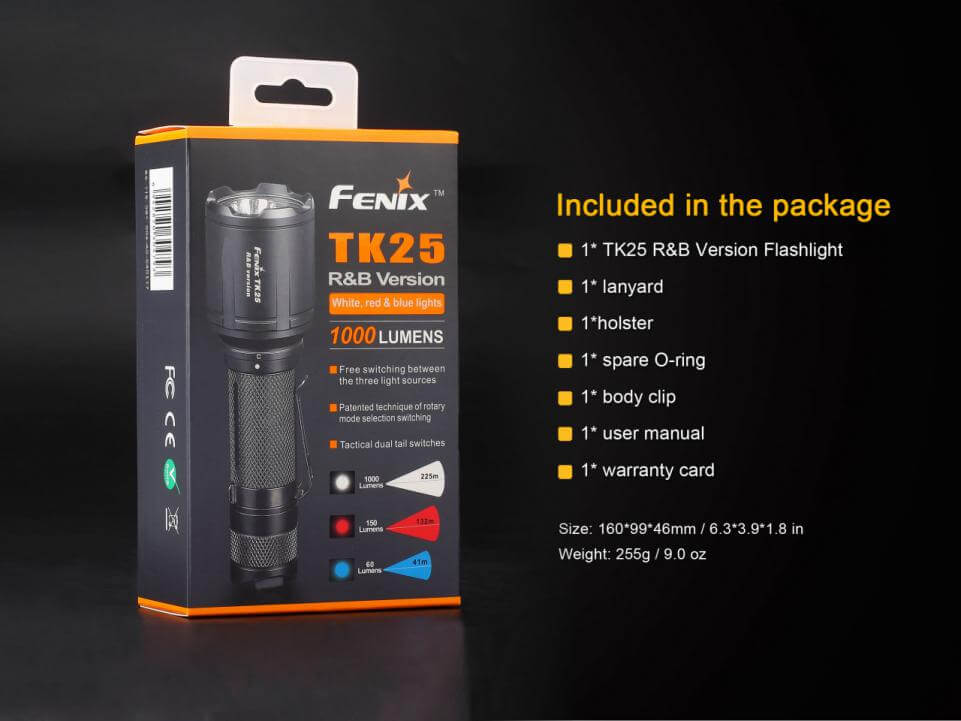 Fenix TK25RB Multi-Color Tactical LED Flashlight Contains
